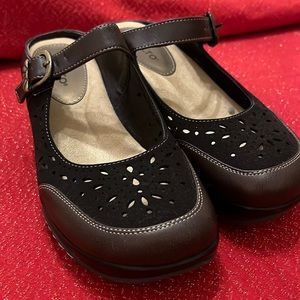 Backless Wedge Mary Janes